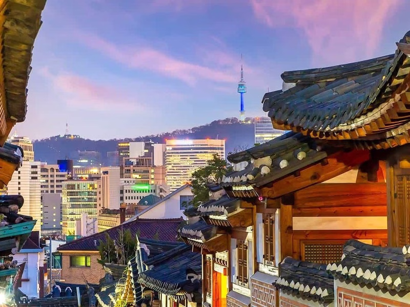 Bukchon Hanok Village Sunset Twilight