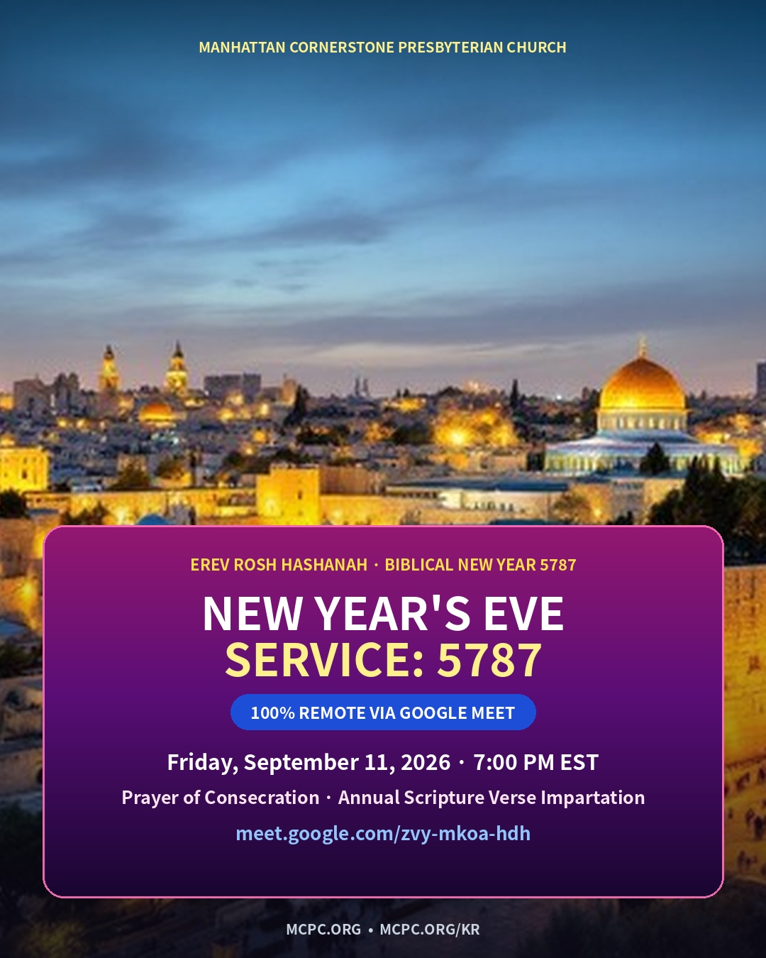 Official Convocation Poster - New Year's Eve Service 5787